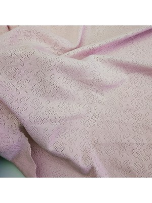 Kaf Kumaş Gül Desen %100 Pamuklu Delikli Pointelle Ribana Kumaş