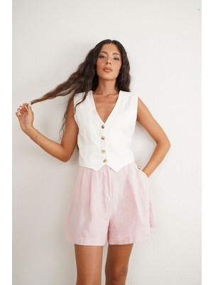 New Mission Pembe Premium Keten Şort