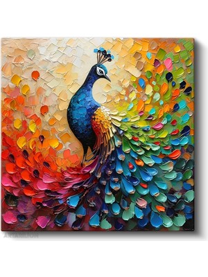 Artarilion Kare Kanvas Tablo Hd Dijital Baskı Salon Ofis Tablosu Kanvas Rengarenk Tavus Kusu Duvar Dekorasyon