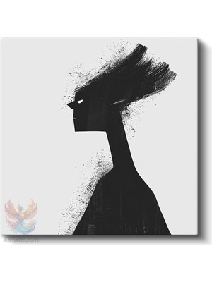 Artarilion Kare Kanvas Tablo Hd Dijital Baskı Salon Ofis Tablosu Kanvas Soyut Siyah Figur Duvar Dekorasyon
