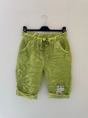 Della Moor Yeşil Kadın Italyan Çiçek Işlemeli Payetli Likralı Şort