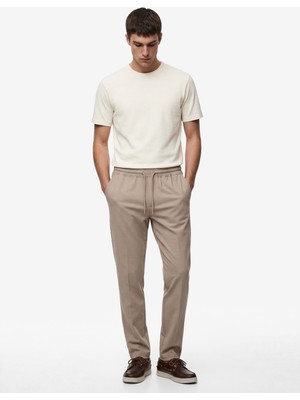 Koton Viskon Cep Detaylı Duble Paça Beli Bağcıklı Pantolon