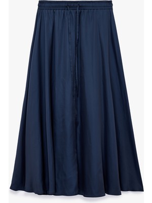 Koton Beli Bağcıklı Kloş Uzun Saten Etek