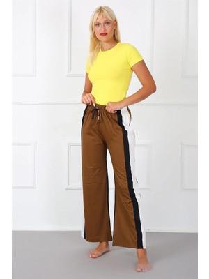 Hobilinka Bayan Penye Bol Paça Pantolon Sütlü Kahve