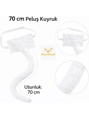 NW NessiWorld Beyaz Peluş Kuyruk Şekil Verilebilir 70 cm