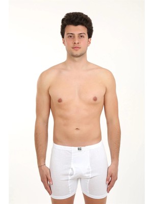 Hobilinka Erkek Paçalı Penye Boxer Beyaz