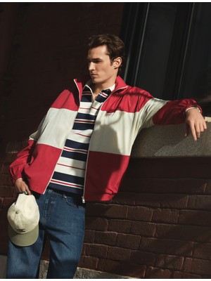 Koton Uzun Kollu Üç Iplik Şardonlu Çizgili Düğmeli Polo Yaka Sweatshirt