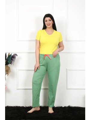Hobilinka Kadın Pamuklu Büyük Beden Alt Pijama Yeşil