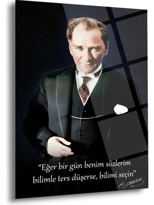 Shiny Art Bilim ve Akıl Atatürk Cam Tablo – ATA235