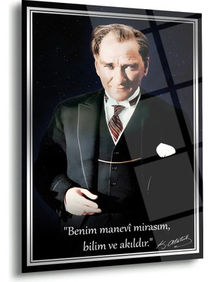 Shiny Art Bilim ve Akıl Atatürk Cam Tablo – ATA236