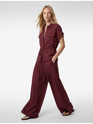 Koton Modal Kumaş Pile Detaylı Geniş Paça Etek Pantolon