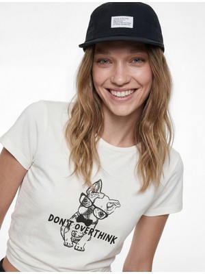 Koton Slim Fit Pamuklu Kısa Kollu Bisiklet Yaka Köpek Baskılı Tişört