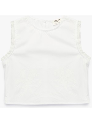 Koton Fırfır Detaylı Pamuklu Kolsuz Bisiklet Yaka Basic Bluz