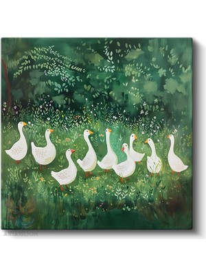 Artarilion Kare Kanvas Tablo Hd Dijital Baskı Salon Ofis Tablosu Kanvas Sevimli Minik Kazlar Duvar Dekorasyon