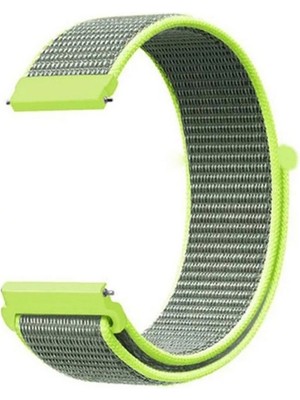 Gpack Fossil Gen 5 FTW4024 44MM Kordon Kayış Kumaş Cırt Cırtlı 22/crt Açık Yeşil