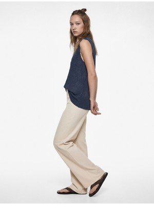 Koton Bisiklet Yaka Slim Fit Bürümcük Kolsuz Bluz
