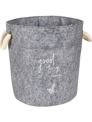 Alvo Store Buğz Kulplu Yuvarlak Düzenleyici Çok Amaçlı Kolay Taşınabilen Organizer Keçe Sepet (3'lü Set) ( Buğz )