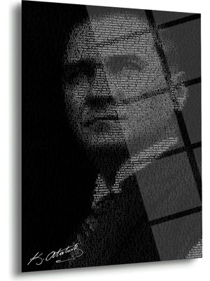 Shiny Art Atatürk Siluet Yazı Sanatı Cam Tablo – ATA147