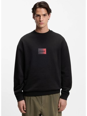 Hugo Siyah Erkek Relaxed Logo Baskılı Sweatshirt 50553134_DANOTOP