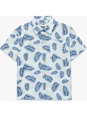 Koton Pamuklu Klasik Yaka Cepli Desenli Kısa Kollu Gömlek