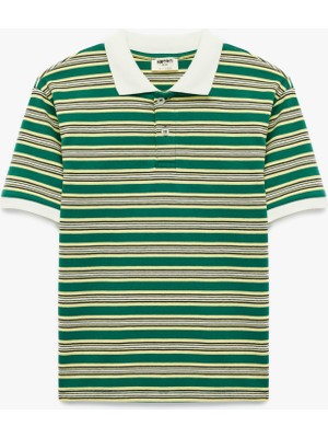 Koton Pamuklu Kısa Kollu Polo Yaka Çizgili Tişört