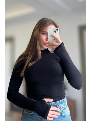 POEMA Siyah Orj Marka Parmak Geçirmeli Body