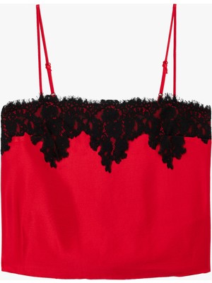 Koton Dantel Detaylı Ip Askılı Crop Saten Büstiyer Bluz