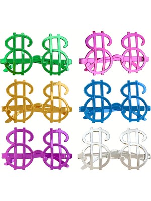 Hobilinka Dolar Şekilli Metalize Parti Gözlüğü 6 Adet
