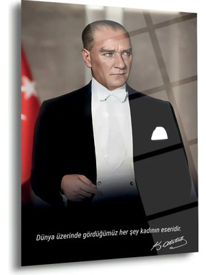 Shiny Art Atatürk ve Kadın Sözü Cam Tablo – ATA191