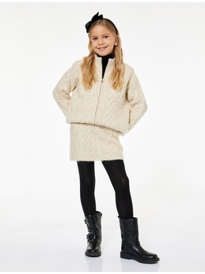 Koton Saç Örgü Dokulu Mini Triko Etek