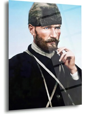 Shiny Art Atatürk Sakallı Portre Cam Tablo – ATA162