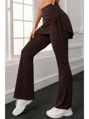 Stelol Kadın Yüksek Belli Yandan Büzgülü Paçaya Doğru Geniş Dalgıç Tayt