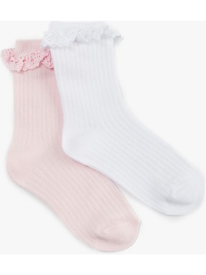 Koton Dantel Detaylı Pamuklu 2'li Çorap Seti