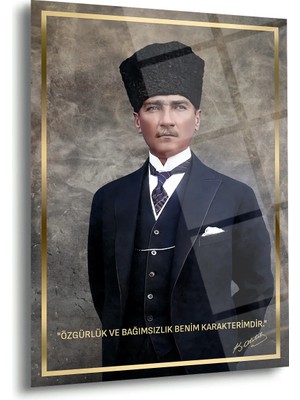 Shiny Art Atatürk Cam Tablo – “özgürlük ve Bağımsızlık Benim Karakterimdir” – ATA250