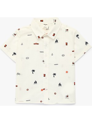 Koton Pamuklu Kısa Kollu Klasik Yaka Desenli Gömlek