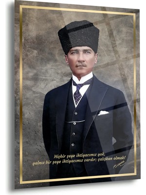 Shiny Art Atatürk Klasik Portre Modern Cam Tablo – ATA139