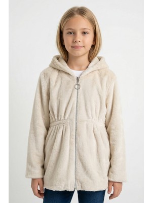 Kinderos Fermuarlı Kapüşonlu Kız Çocuk Peluş Mont - 26K 1870