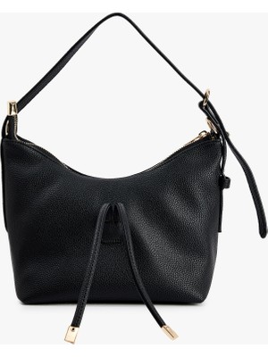 Koton Suni Deri Askılı Fermuarlı Bağcık Detaylı Omuz Çantası