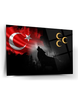 Shiny Art Bozkurt ve Üç Hilal Cam Tablo – ISL133