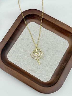 Çelik Balerin Gold Kolye 45 cm