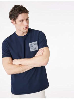 Koton Regular Fit Kısa Kollu Bisiklet Yaka Nakışlı Pamuklu Tişört