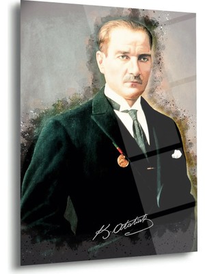 Shiny Art Atatürk Madalyalı Portre Cam Tablo – ATA229