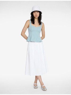 Koton U Yaka Slim Fit Peplum Kolsuz Bluz