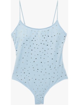 Koton U Yaka Ince Askılı Taşlı Mayo