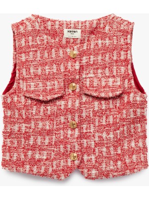 Koton Bisiklet Yaka Kolsuz Düğmeli Crop Tüvit Bluz