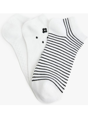 Koton Pamuklu Desenli 3'lü Patik Çorap Seti