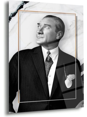 Shiny Art Atatürk Mermer Fonlu Cam Tablo – ATA173
