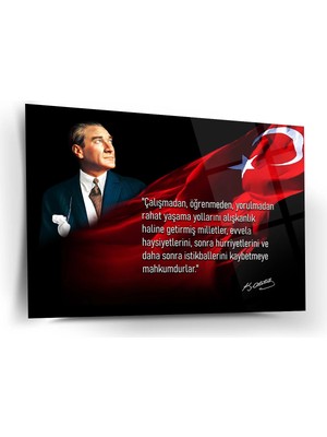 Shiny Art Atatürk Sözü ile Portre Cam Tablo – ATA192