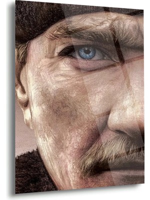 Shiny Art Atatürk’ün Mavi Gözleri Yakın Portre Cam Tablo – ATA168