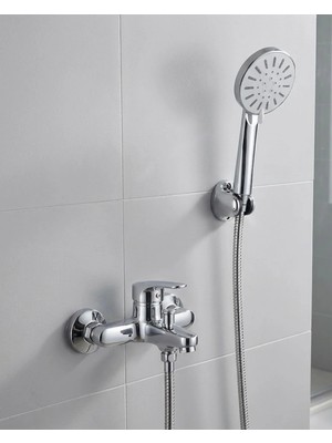 ZHL Tools 4 Kademeli Krem Duş Seti El Duşu Başlığı Spiral Hortum ve Duvar Askısı